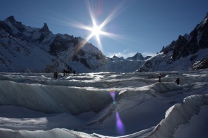 View of the ice on the Mer de Glace