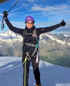 Yvonne Robertson in Chamonix with Mountain Guide Steve Hartland